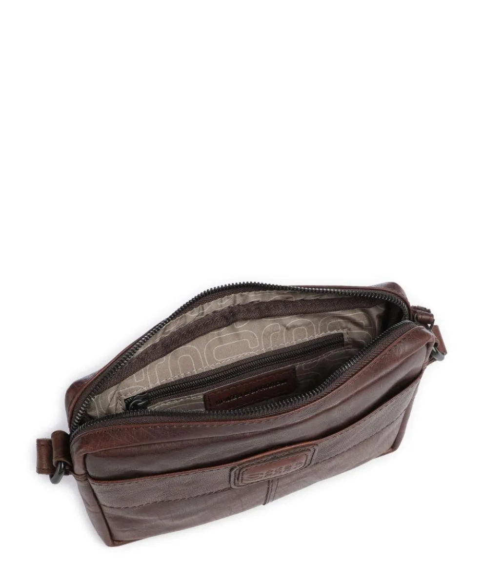 Bronco Eva Umhängetasche fein genarbtes Leder dunkelbraun