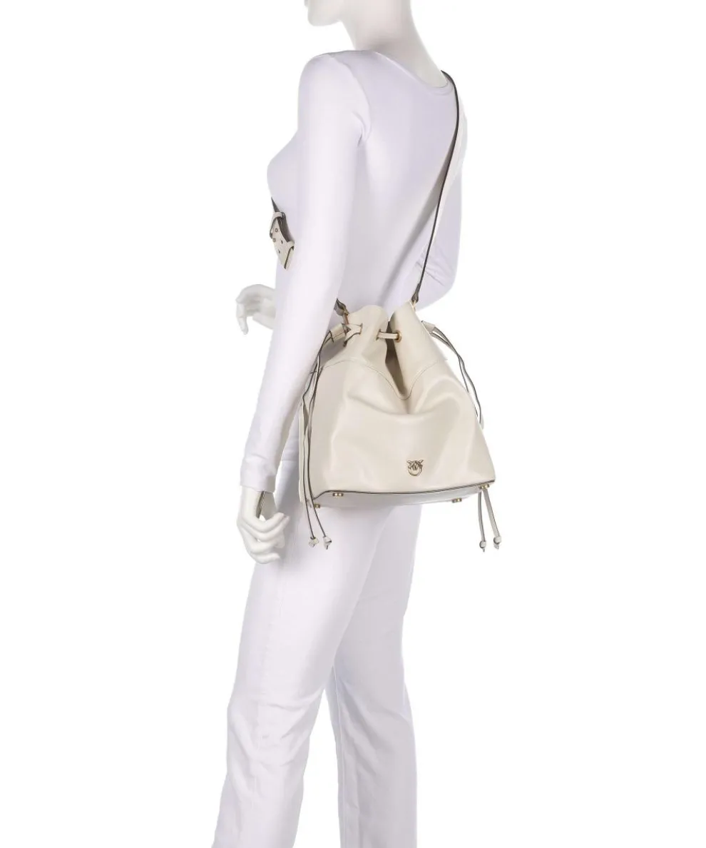 Secchiello Classic Bucket bag fein genarbtes Kalbsleder weiß