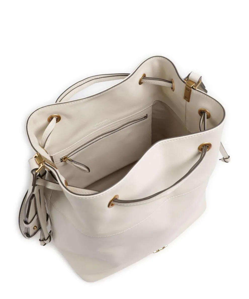 Secchiello Classic Bucket bag fein genarbtes Kalbsleder weiß