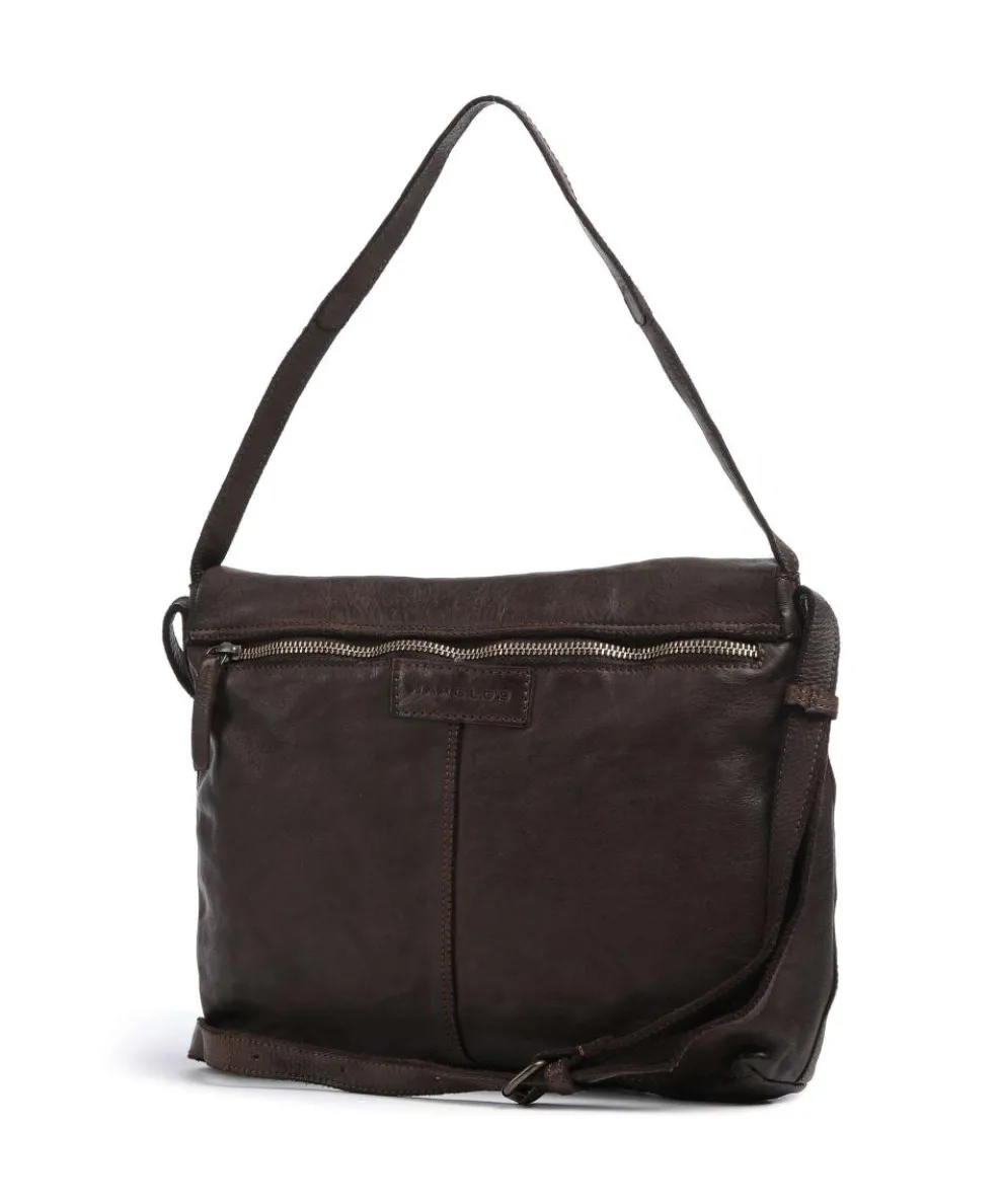 Submarine Schultertasche genarbtes Rindsleder dunkelbraun