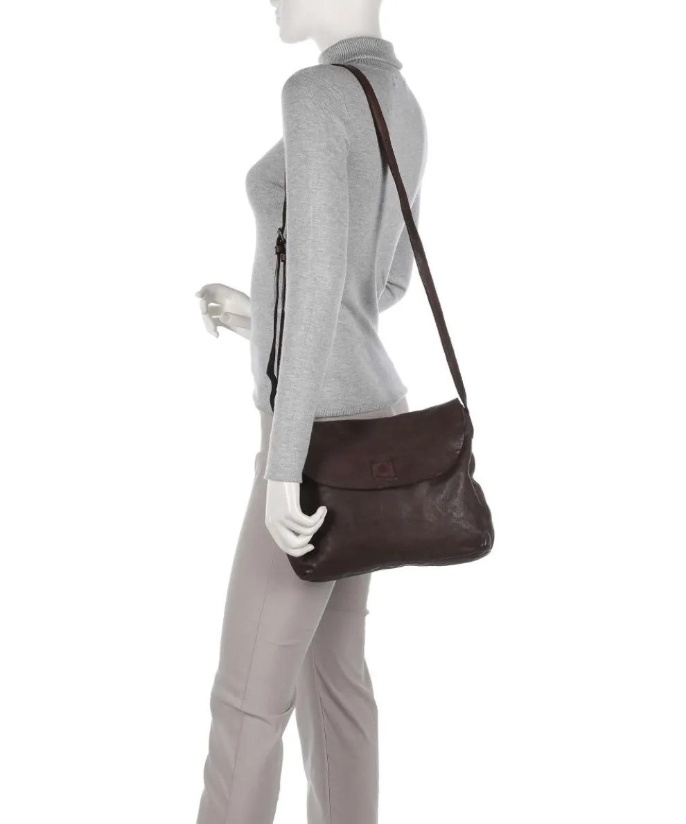 Submarine Schultertasche genarbtes Rindsleder dunkelbraun