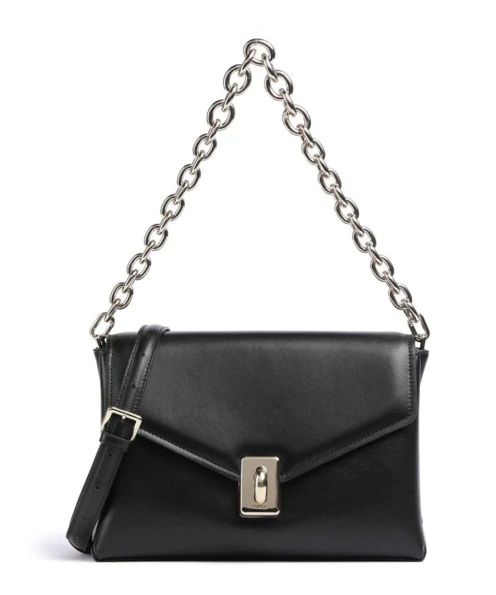 Meridiana M Schultertasche fein genarbtes Kalbsleder schwarz