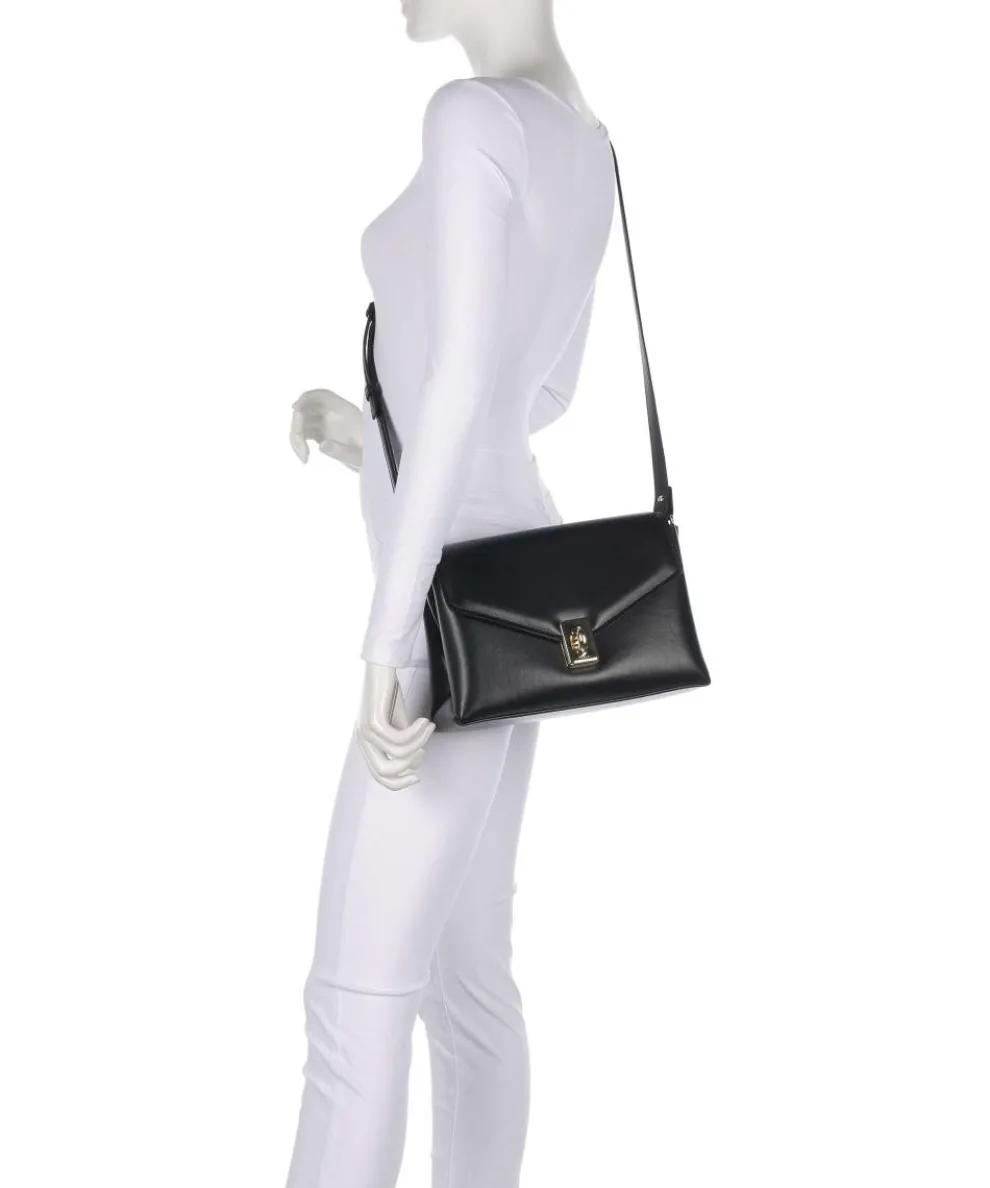 Meridiana M Schultertasche fein genarbtes Kalbsleder schwarz