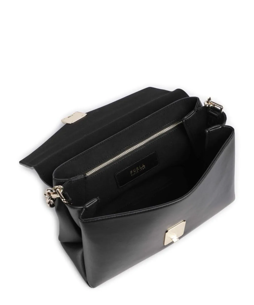 Meridiana M Schultertasche fein genarbtes Kalbsleder schwarz