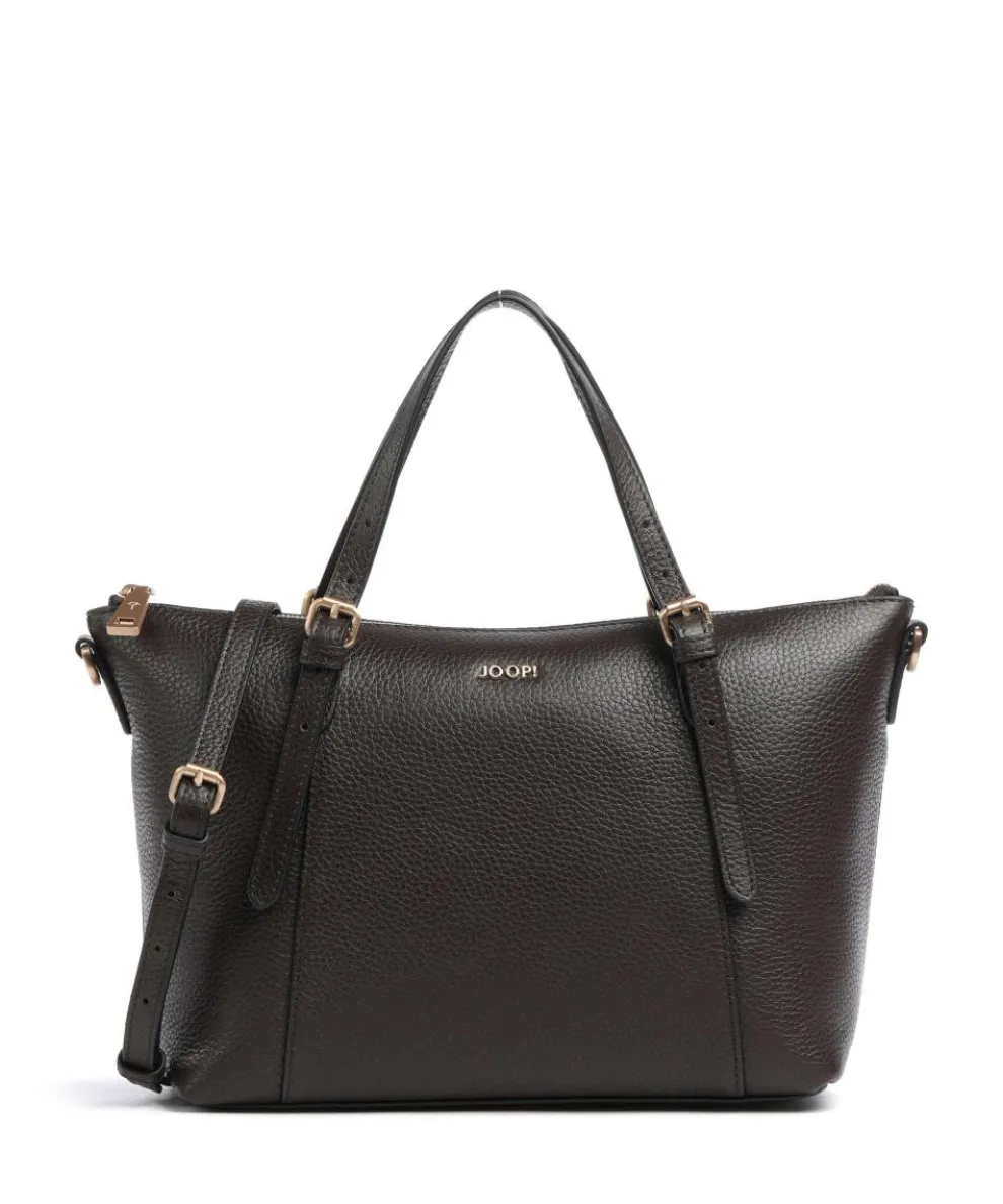 Giada Helena Handtasche genarbtes Leder dunkelbraun