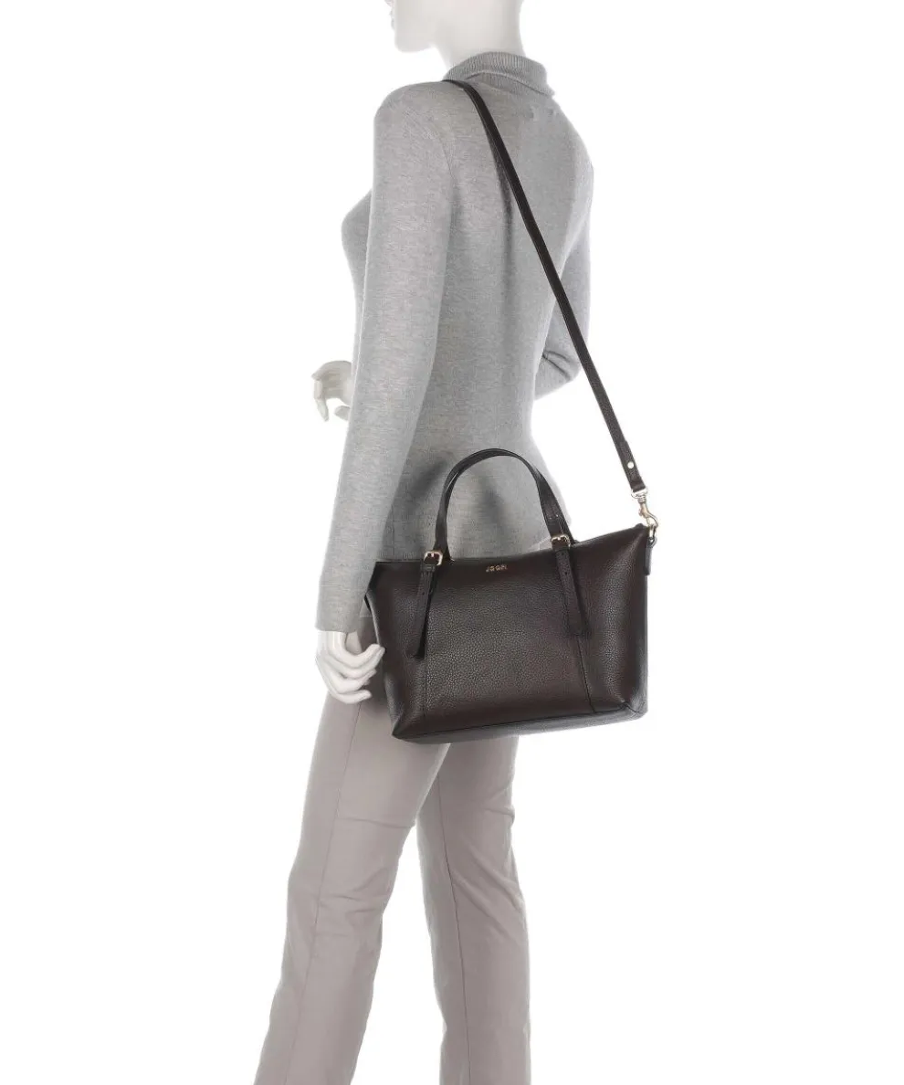 Giada Helena Handtasche genarbtes Leder dunkelbraun