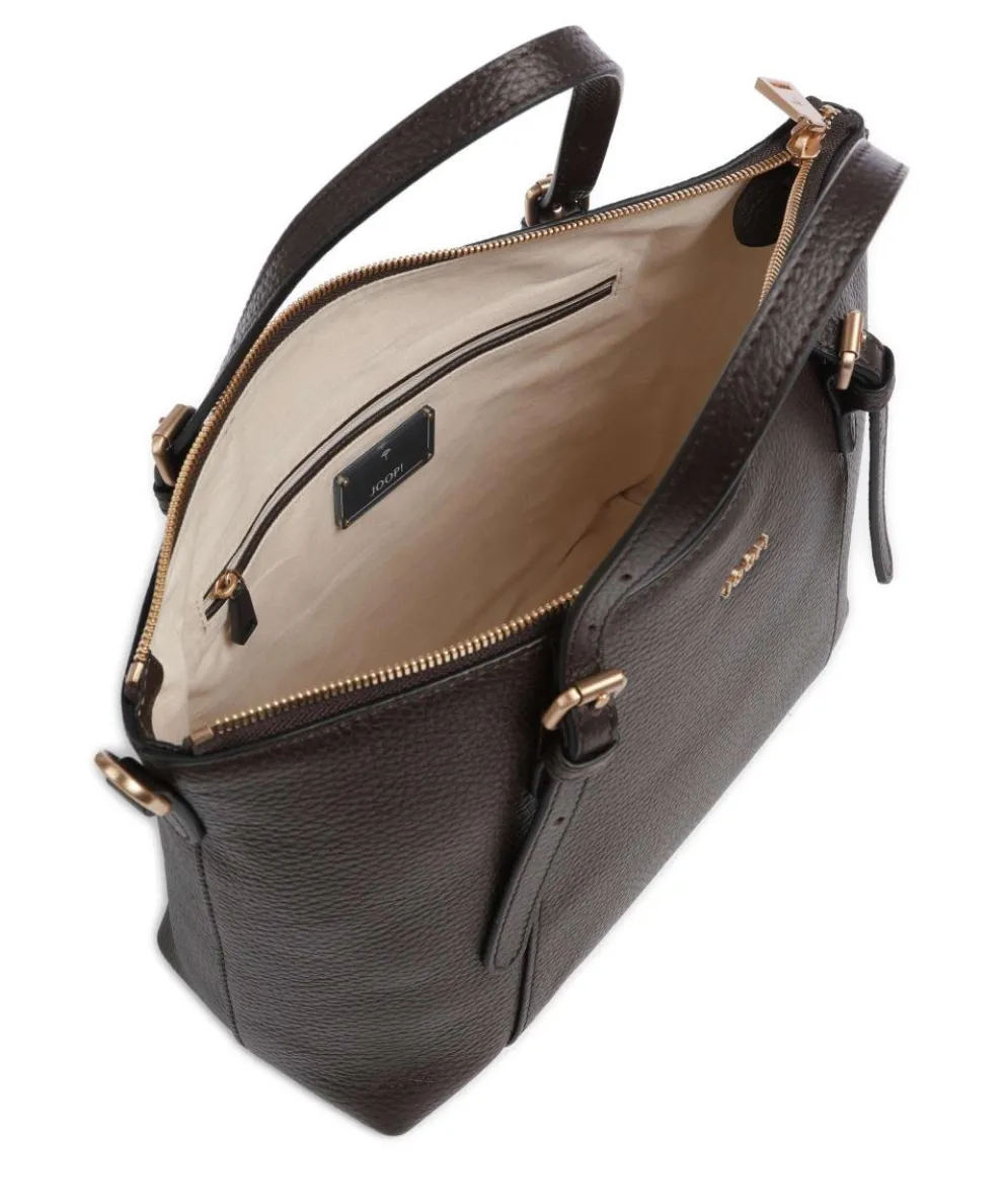 Giada Helena Handtasche genarbtes Leder dunkelbraun