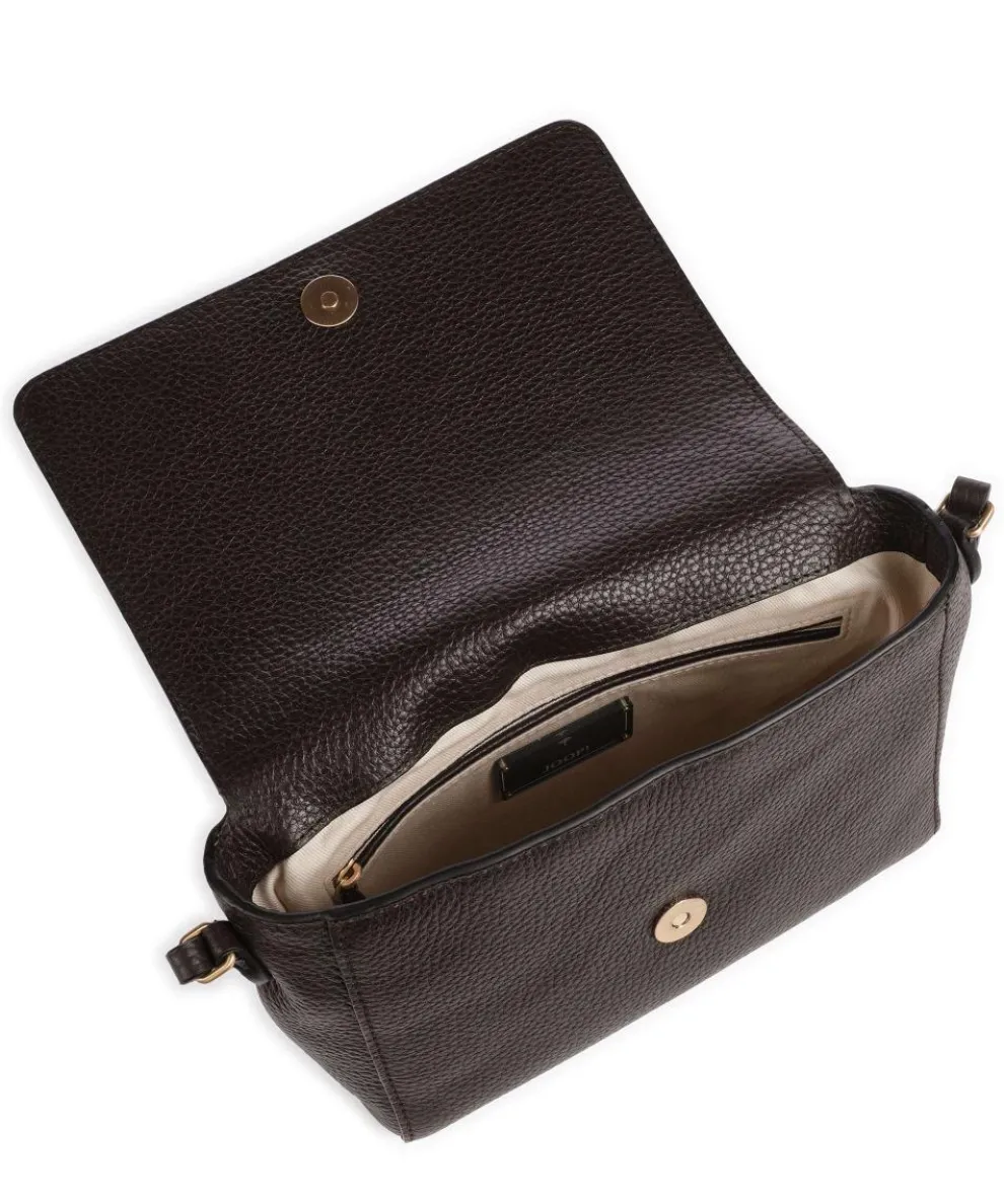 Giada Lorena Umhängetasche genarbtes Kalbsleder dunkelbraun