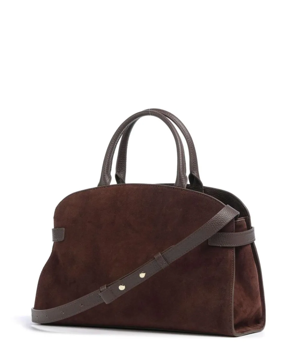 Sabine Suede Handtasche aufgerautes Leder dunkelbraun