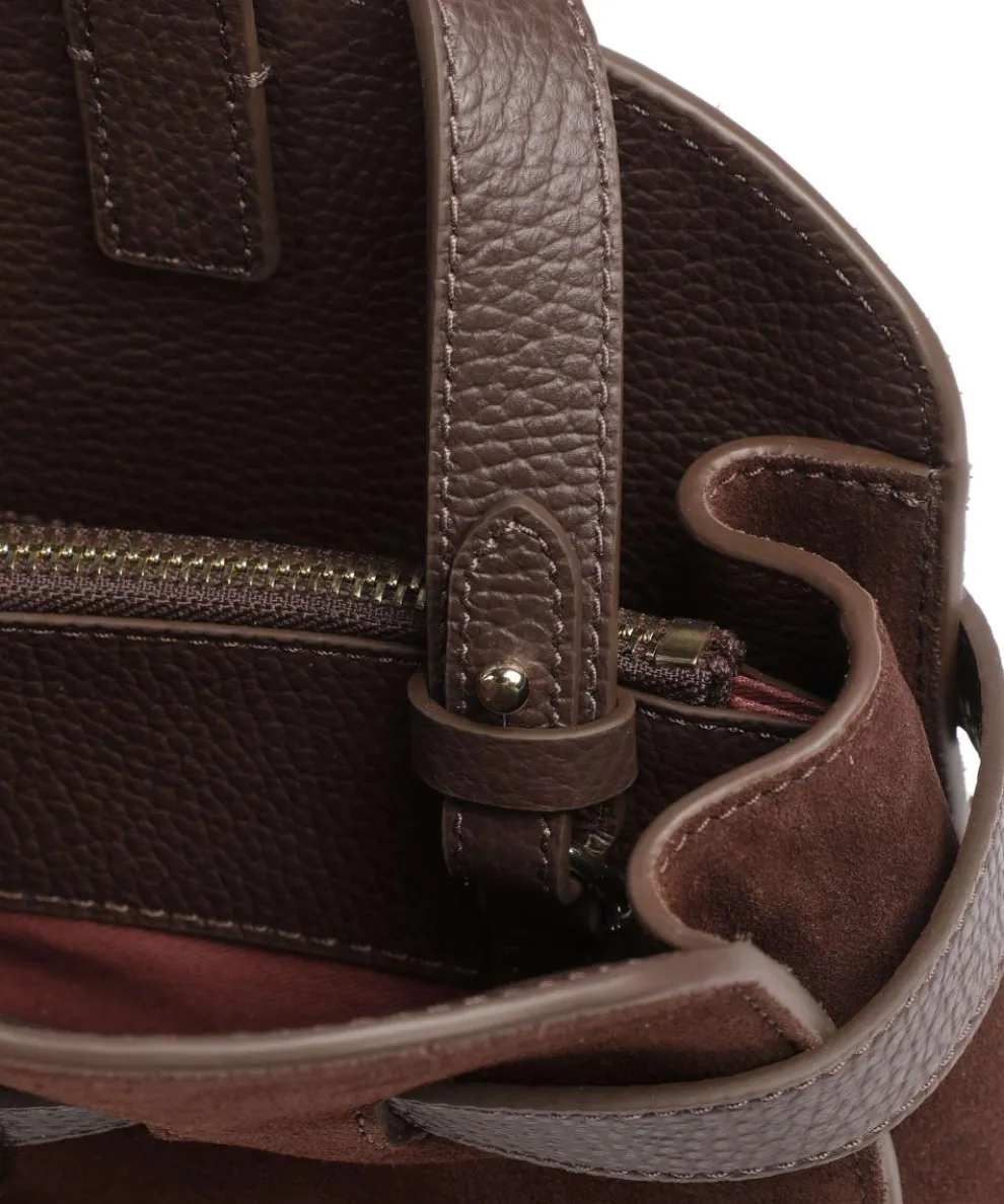Sabine Suede Handtasche aufgerautes Leder dunkelbraun