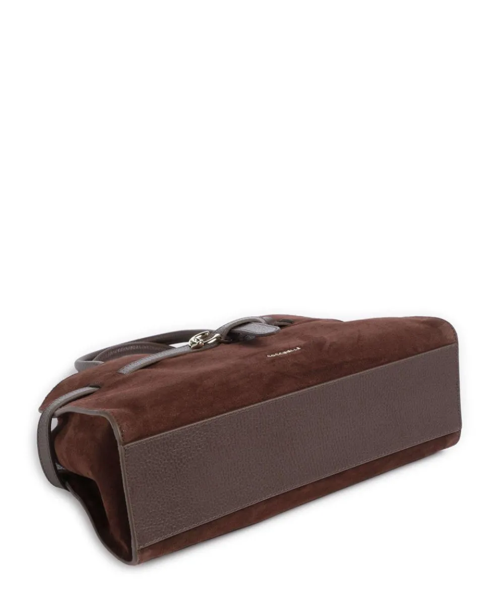 Sabine Suede Handtasche aufgerautes Leder dunkelbraun