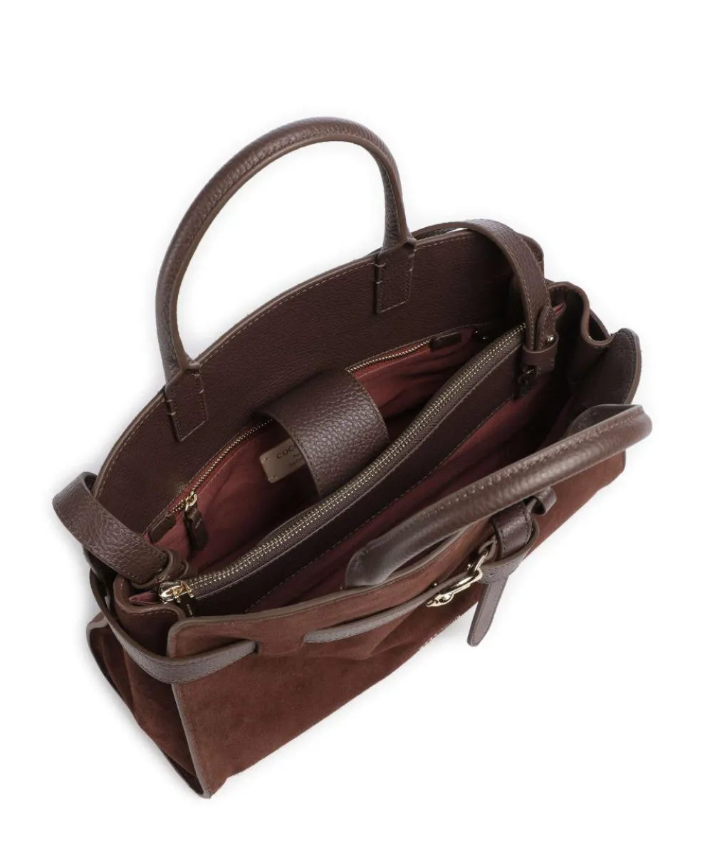 Sabine Suede Handtasche aufgerautes Leder dunkelbraun