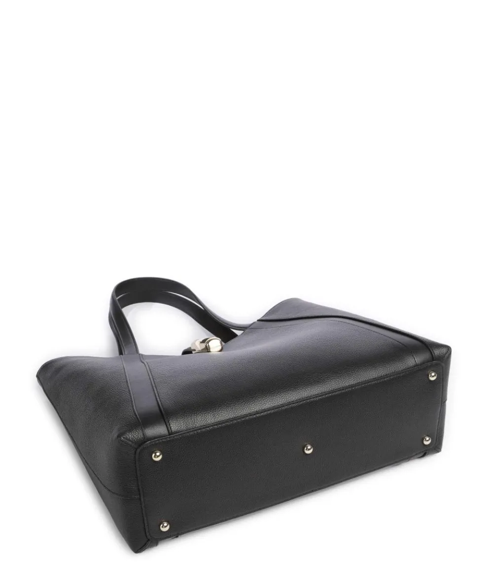 Goccia L Shopper genarbtes Leder schwarz