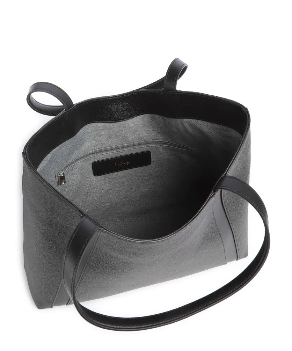 Goccia L Shopper genarbtes Leder schwarz