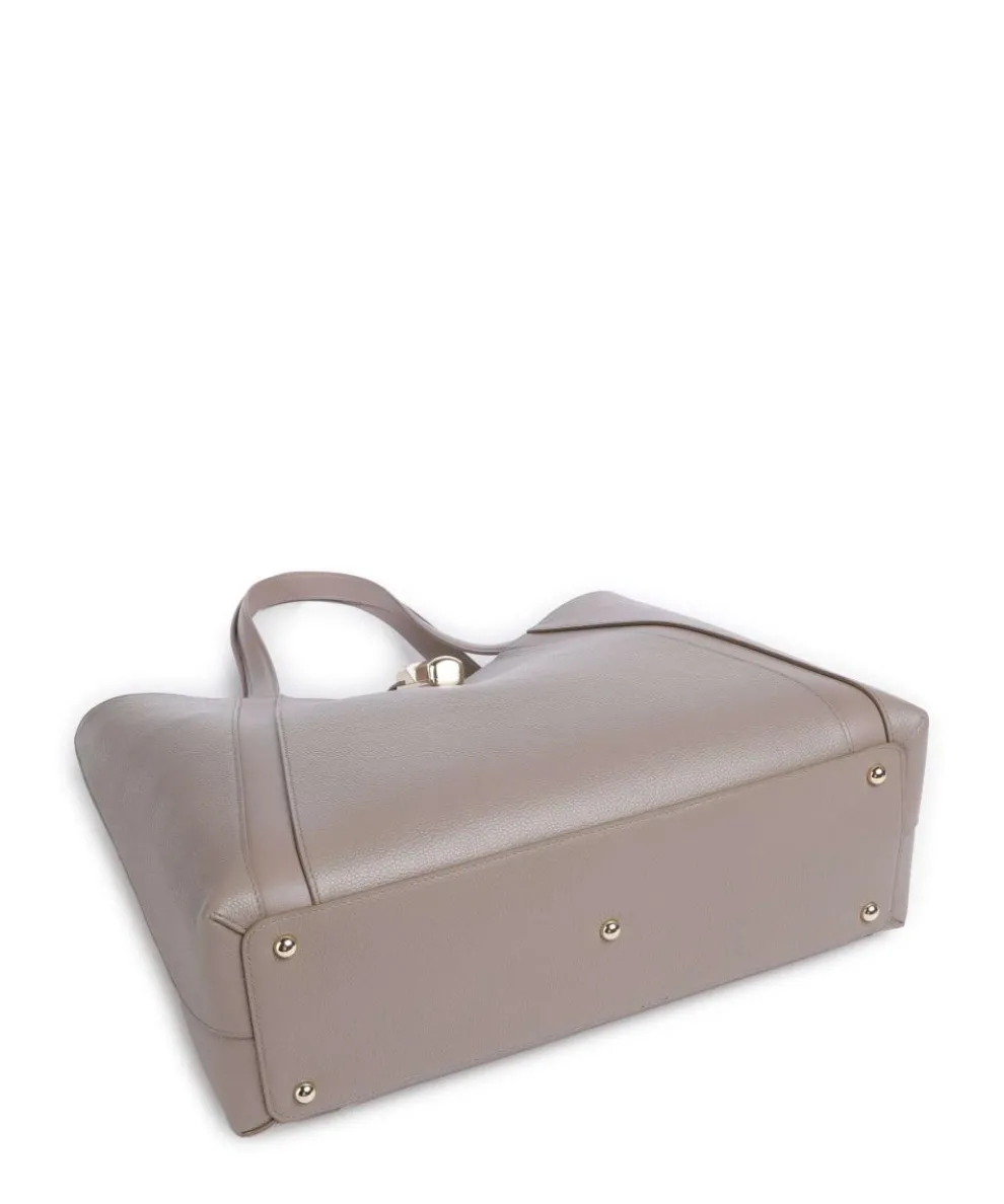 Goccia L Shopper genarbtes Leder taupe