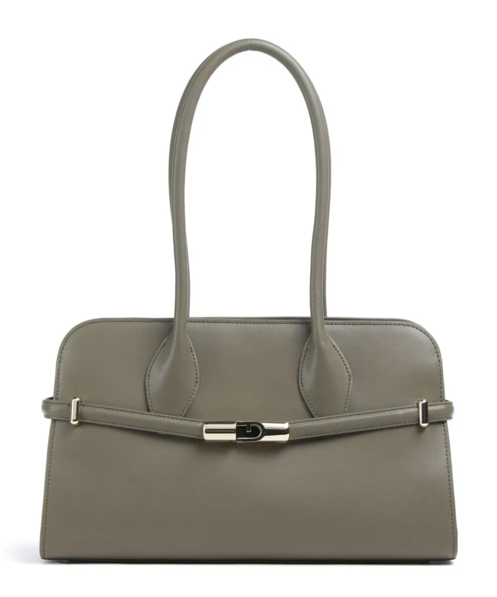 Goccia M Schultertasche fein genarbtes Kalbsleder khaki