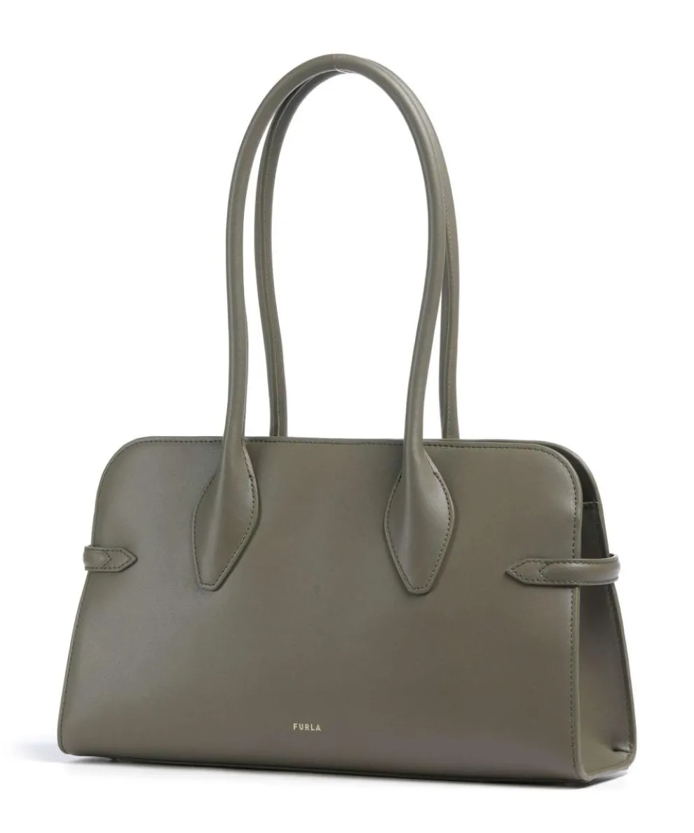 Goccia M Schultertasche fein genarbtes Kalbsleder khaki