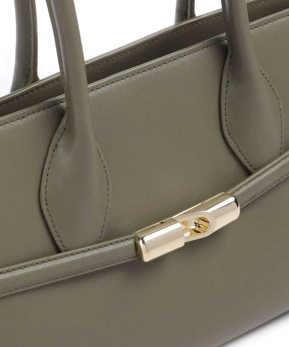 Goccia M Schultertasche fein genarbtes Kalbsleder khaki