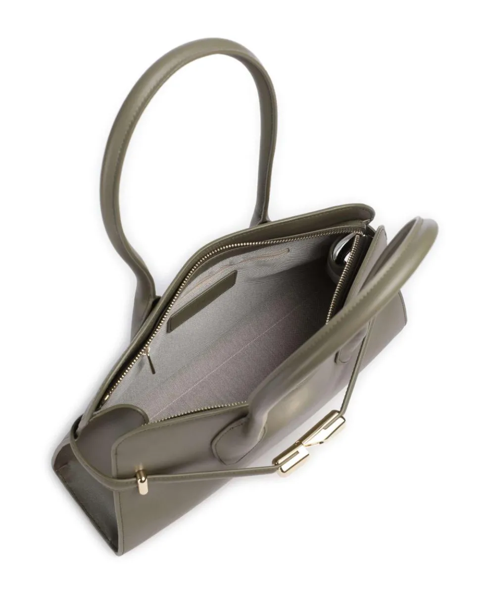 Goccia M Schultertasche fein genarbtes Kalbsleder khaki