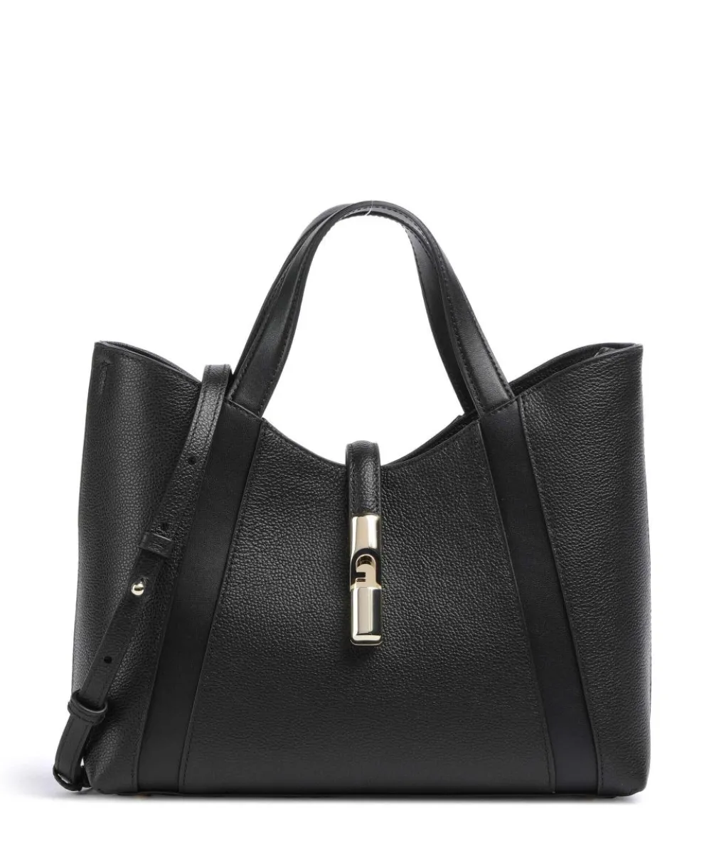 Goccia S Handtasche genarbtes Leder schwarz