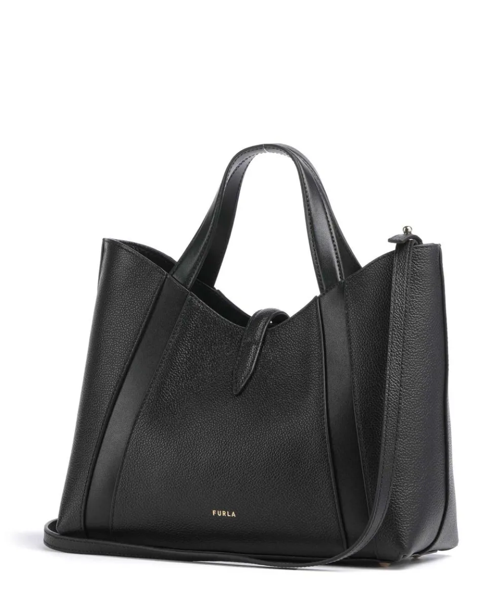 Goccia S Handtasche genarbtes Leder schwarz