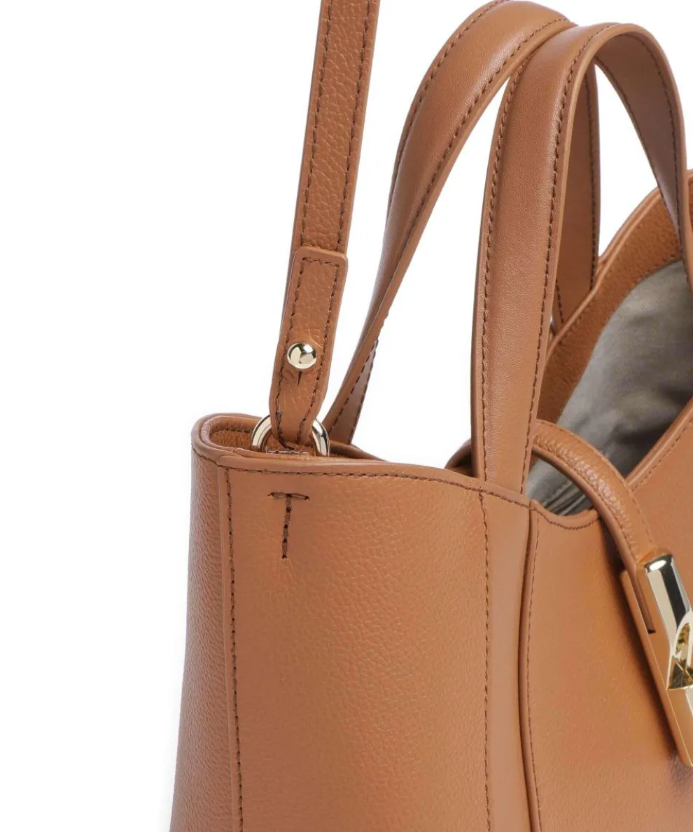 Goccia S Handtasche genarbtes Leder braun