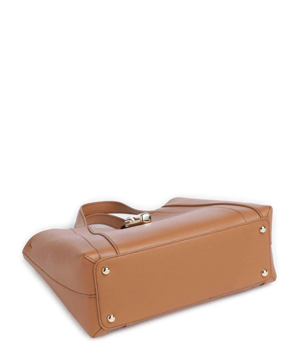 Goccia S Handtasche genarbtes Leder braun