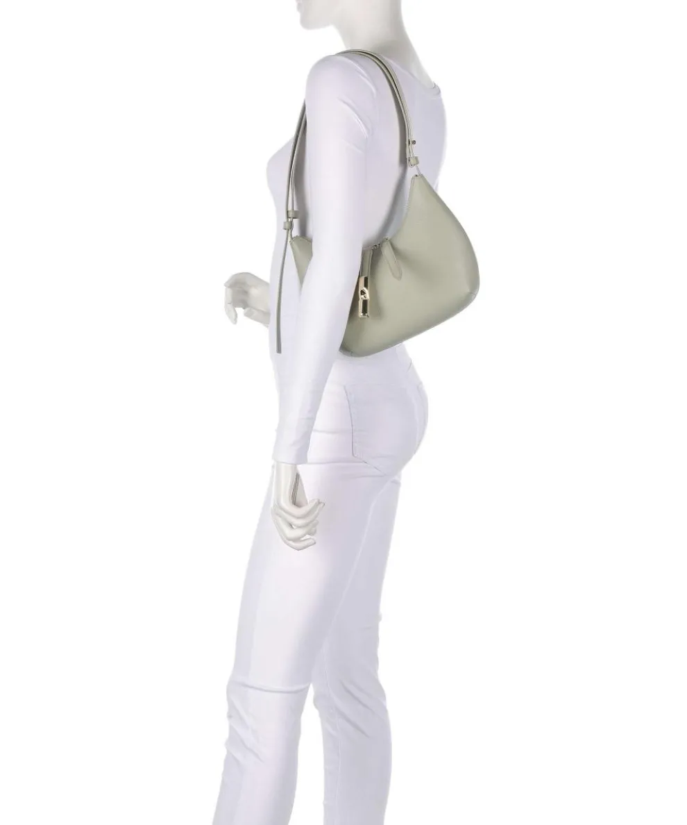 Goccia S Schultertasche genarbtes Kalbsleder graugrün