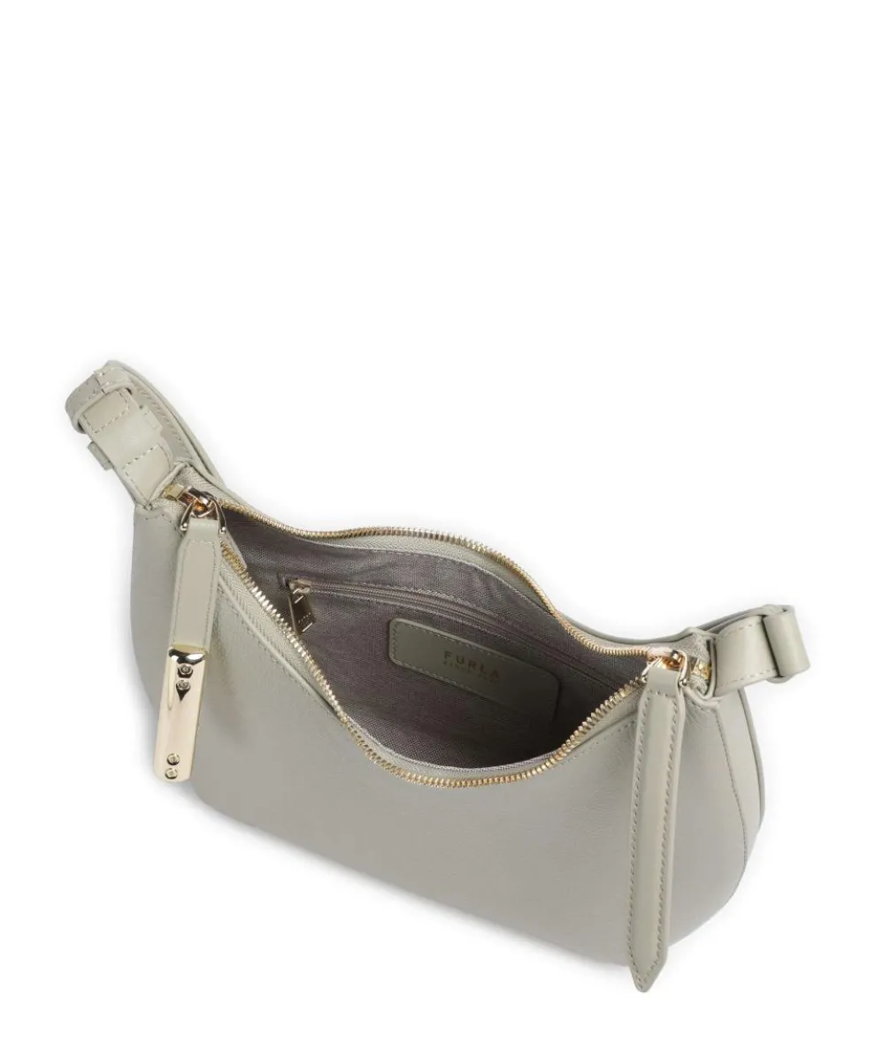 Goccia S Schultertasche genarbtes Kalbsleder graugrün