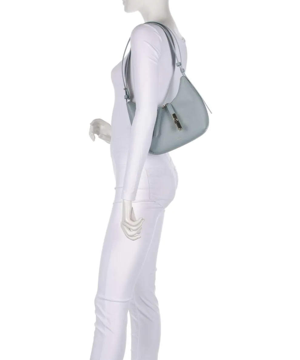 Goccia S Schultertasche genarbtes Kalbsleder blaugrau