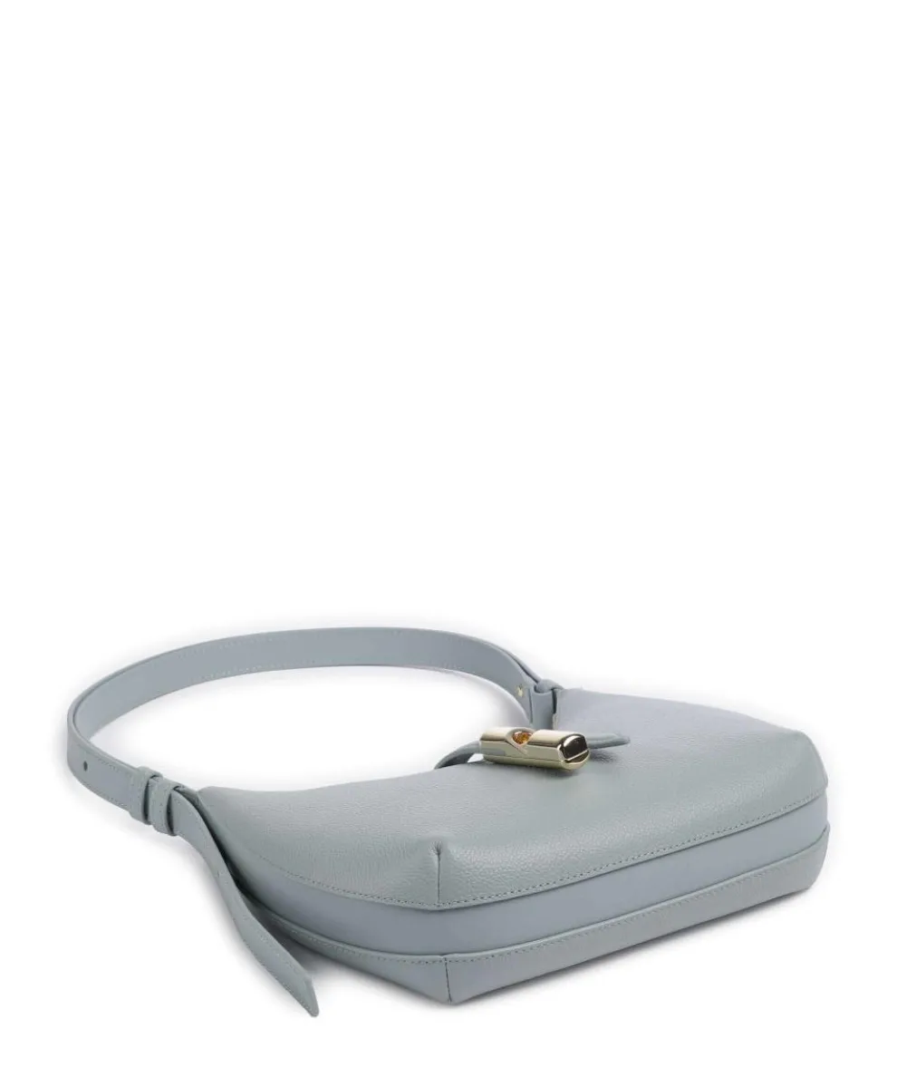 Goccia S Schultertasche genarbtes Kalbsleder blaugrau