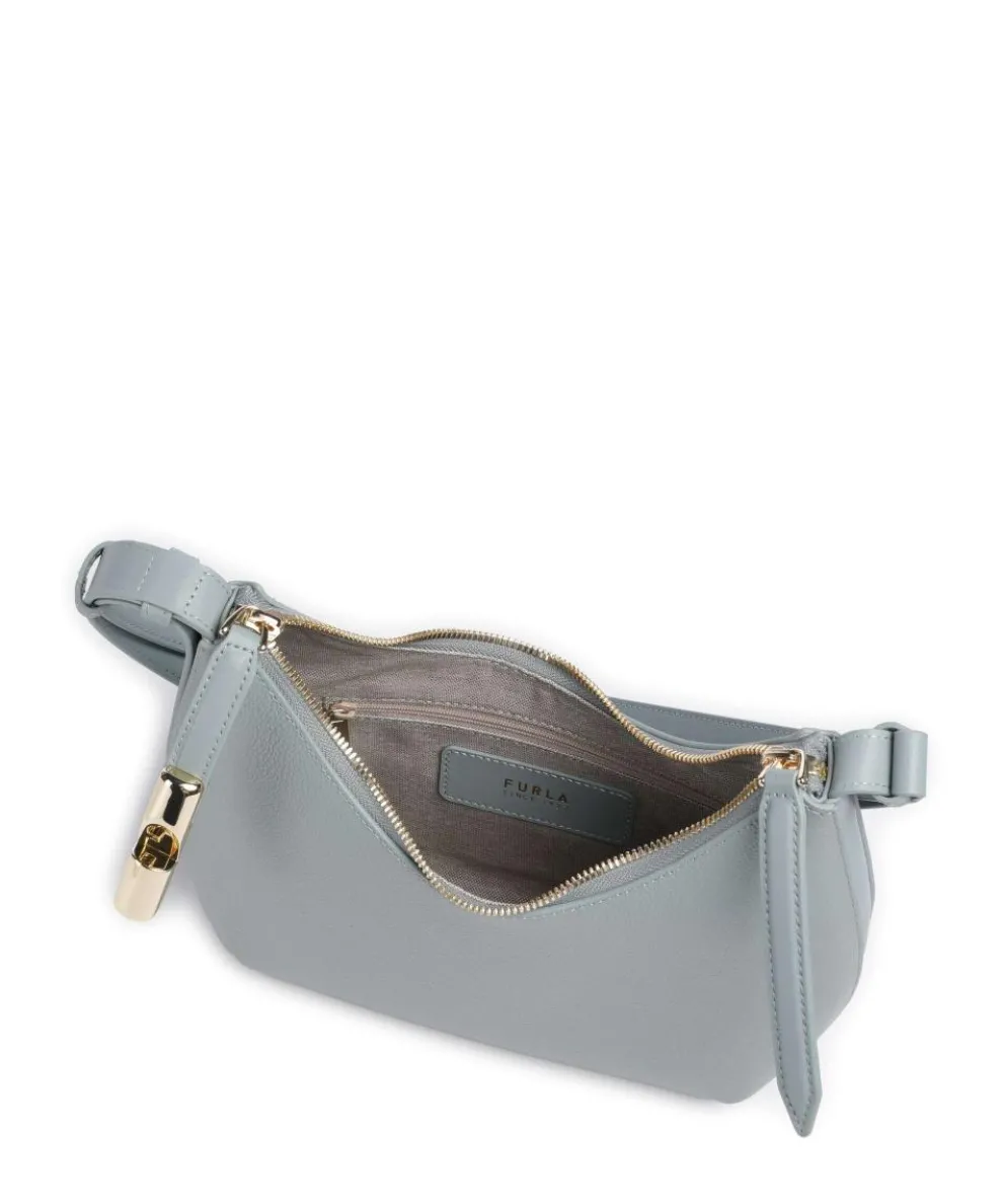 Goccia S Schultertasche genarbtes Kalbsleder blaugrau