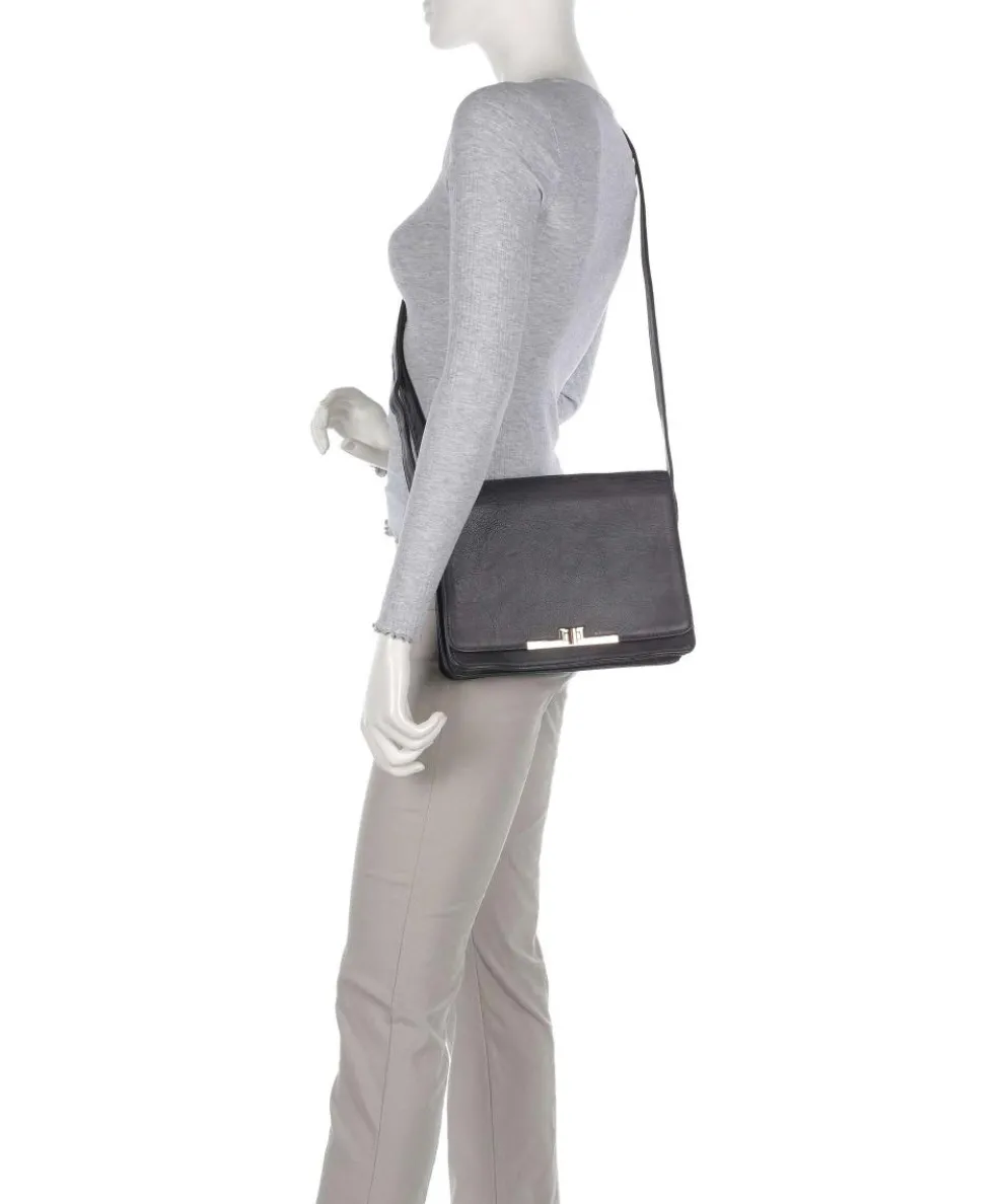 Golden Chic Umhängetasche genarbtes Rindsleder anthrazit