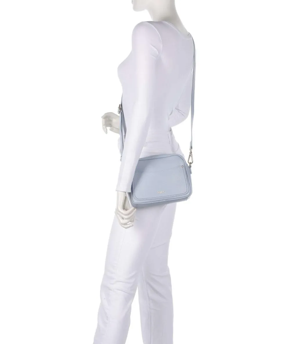 Gondola Magnolia Umhängetasche genarbtes Leder hellblau