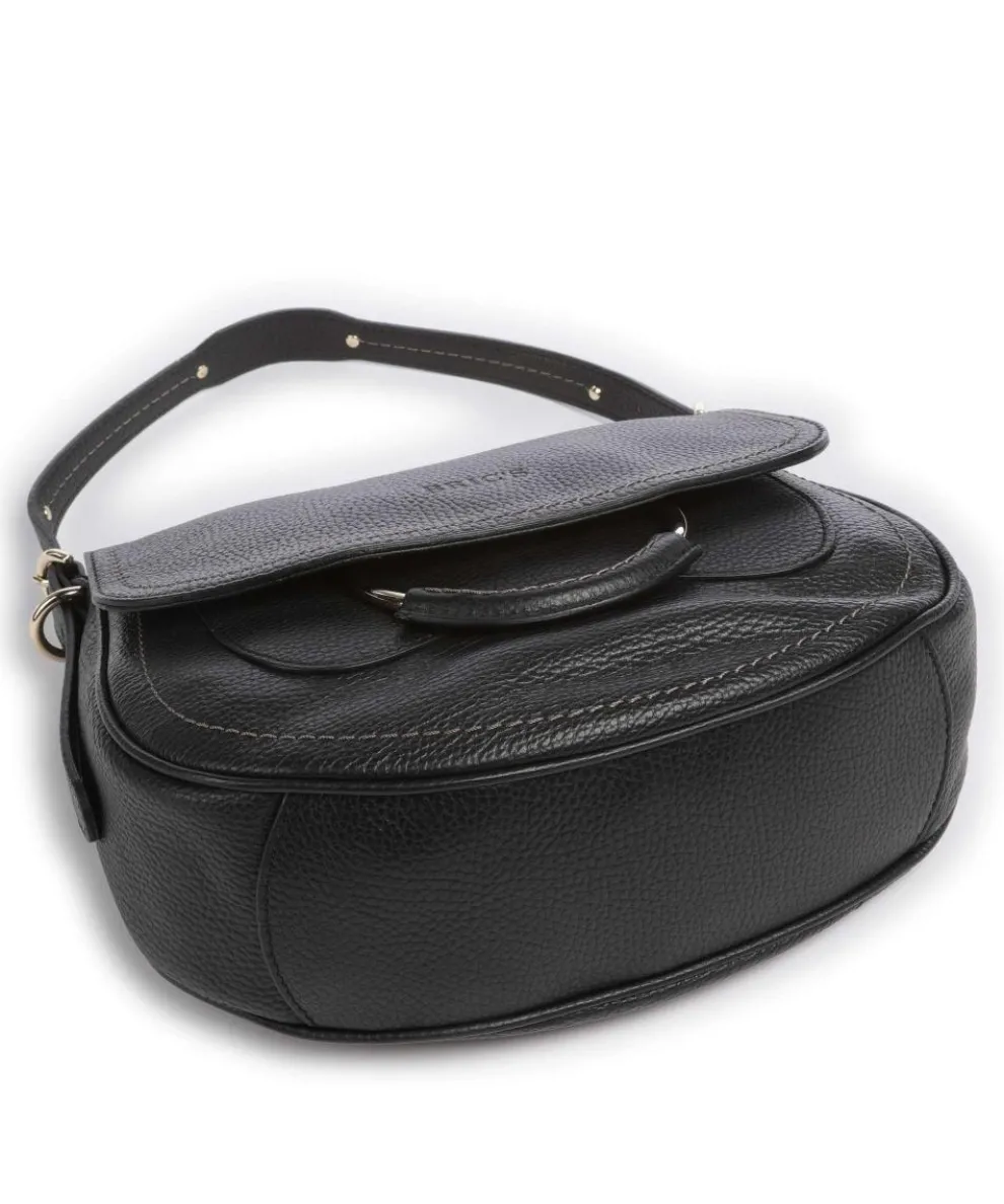 Gondola Stella medium Schultertasche genarbtes Leder schwarz