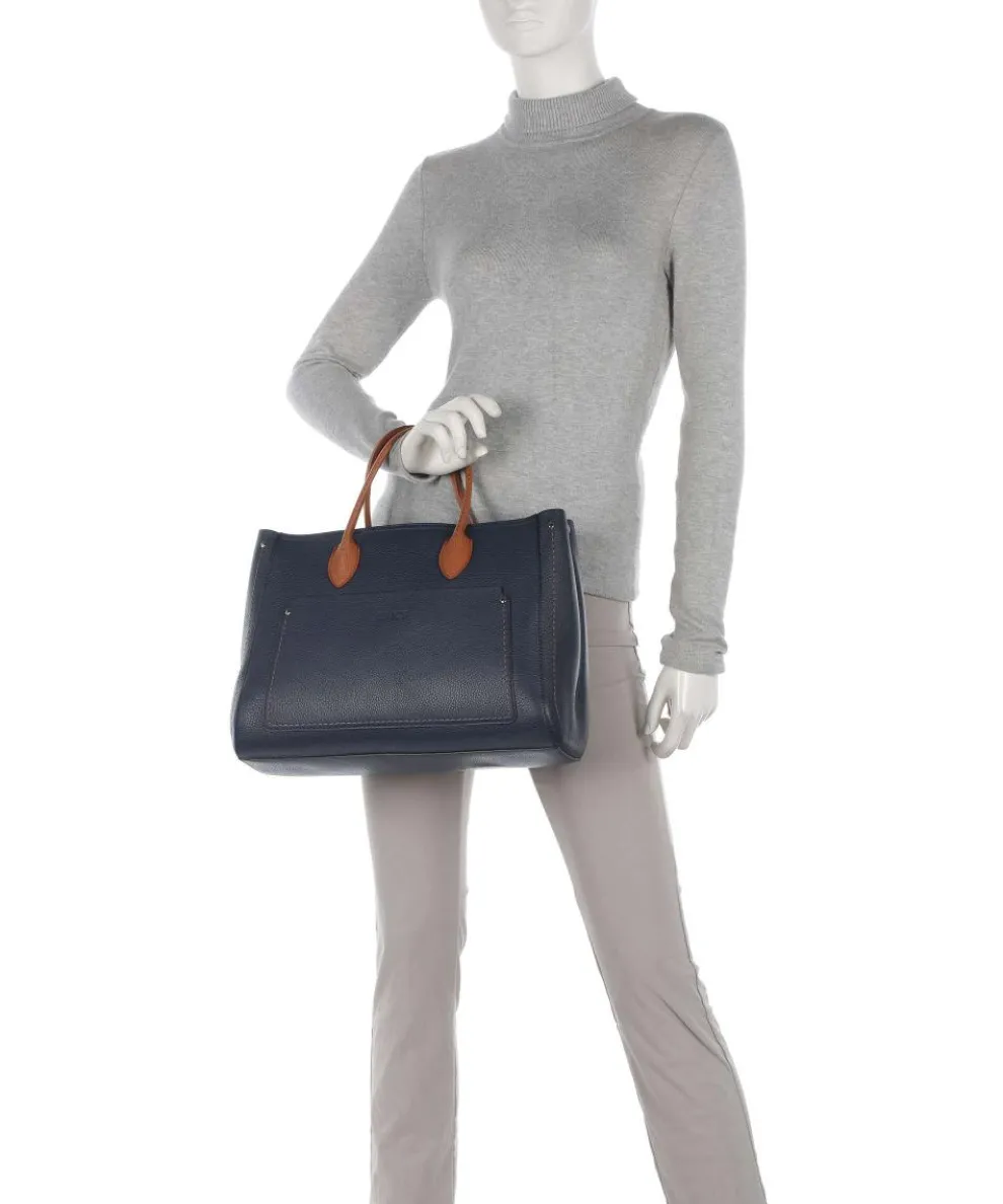 Gondola Tulipano Handtasche genarbtes Leder dunkelblau