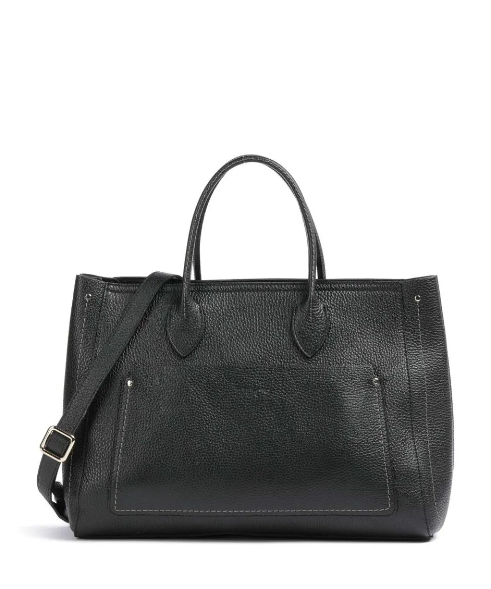 Gondola Tulipano Handtasche genarbtes Leder schwarz