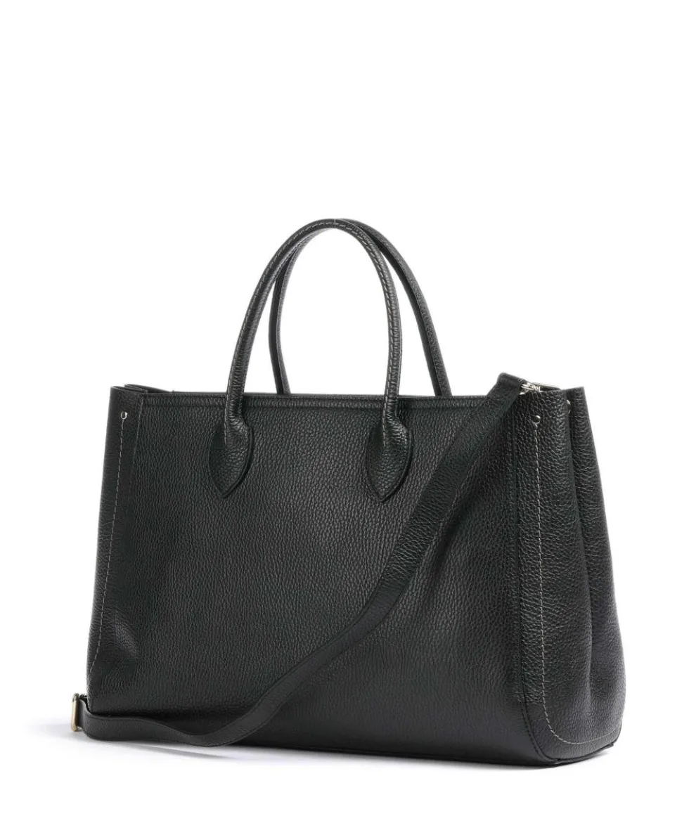 Gondola Tulipano Handtasche genarbtes Leder schwarz