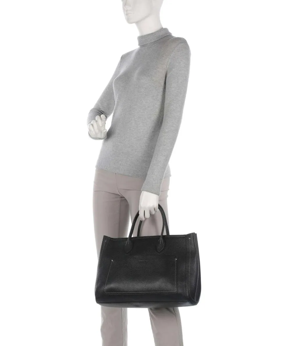 Gondola Tulipano Handtasche genarbtes Leder schwarz