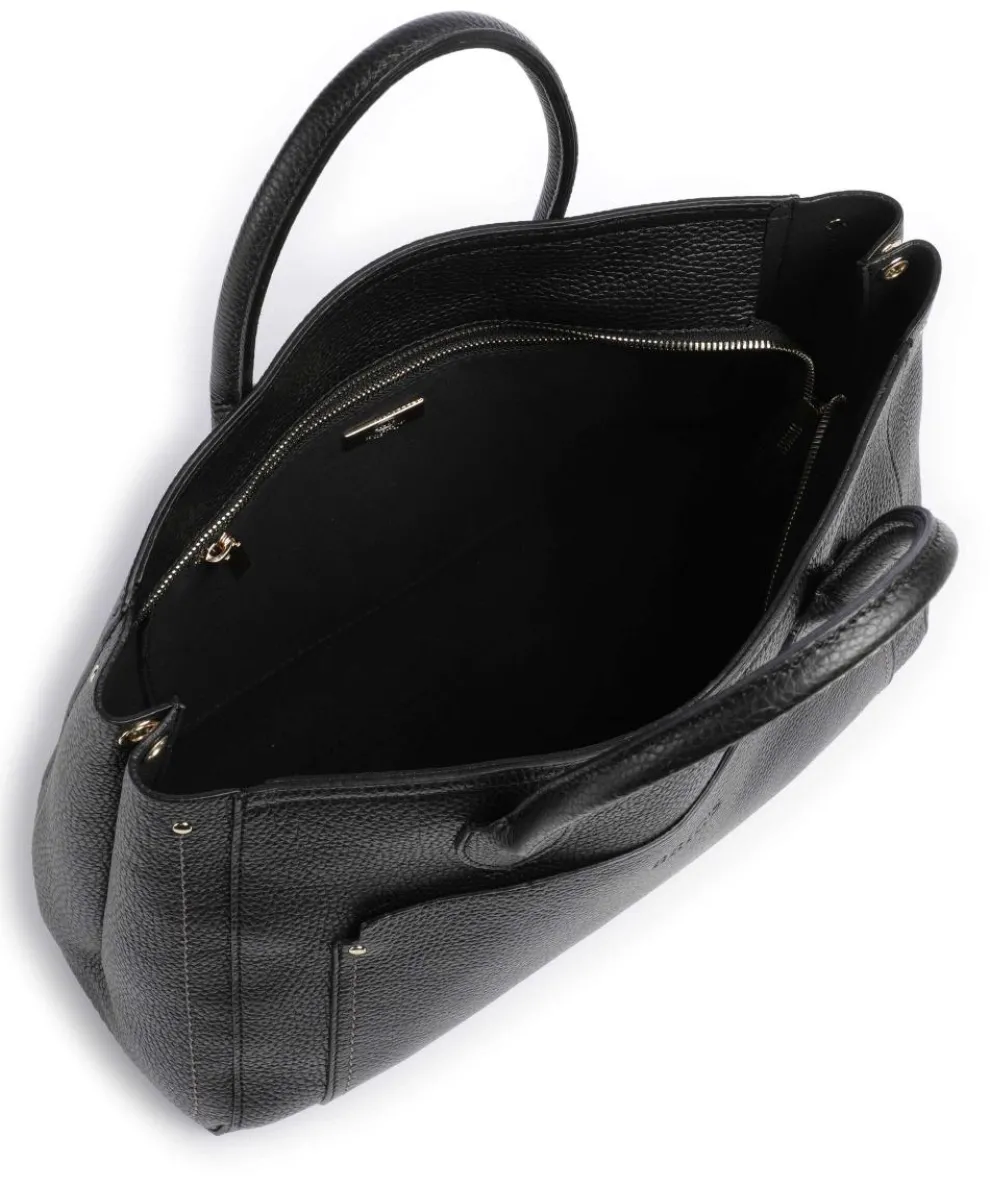 Gondola Tulipano Handtasche genarbtes Leder schwarz