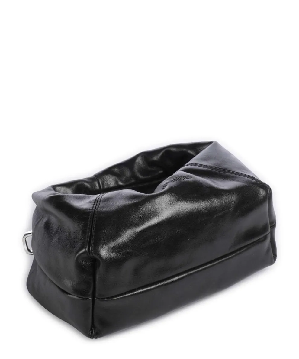 Greta Icon Crinkle Mini Handtasche genarbtes Rindsleder schwarz