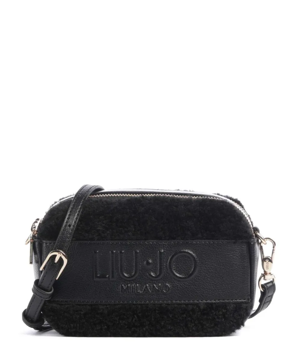 Ridhi S Umhängetasche Lederimitat, Kunstfell schwarz