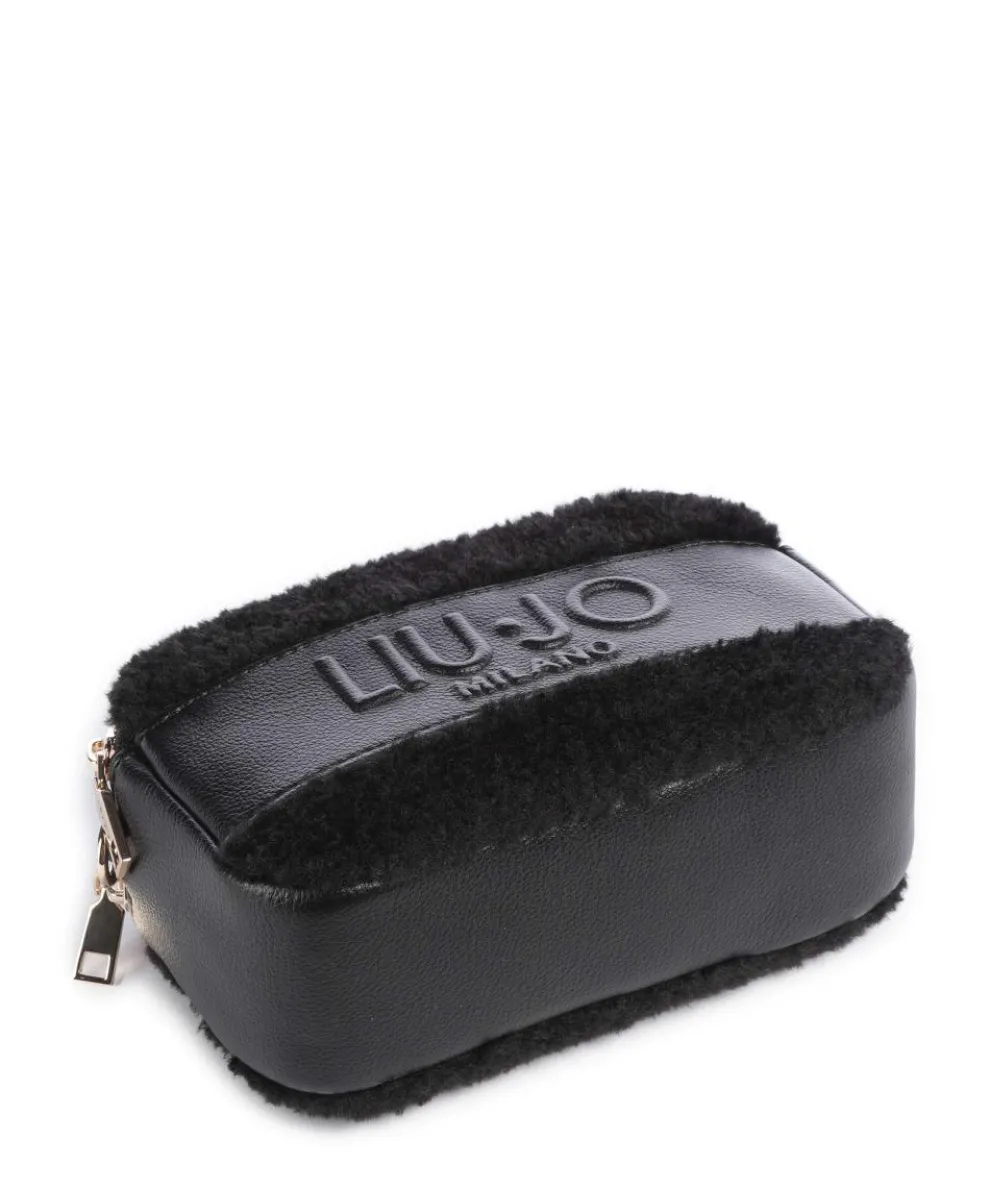 Ridhi S Umhängetasche Lederimitat, Kunstfell schwarz