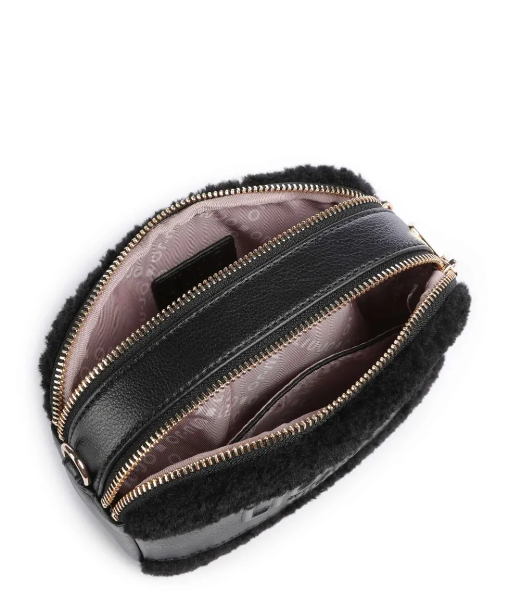 Ridhi S Umhängetasche Lederimitat, Kunstfell schwarz