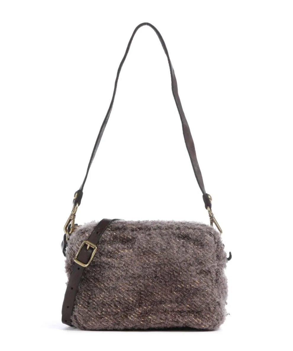 Schultertasche Textil dunkelbraun