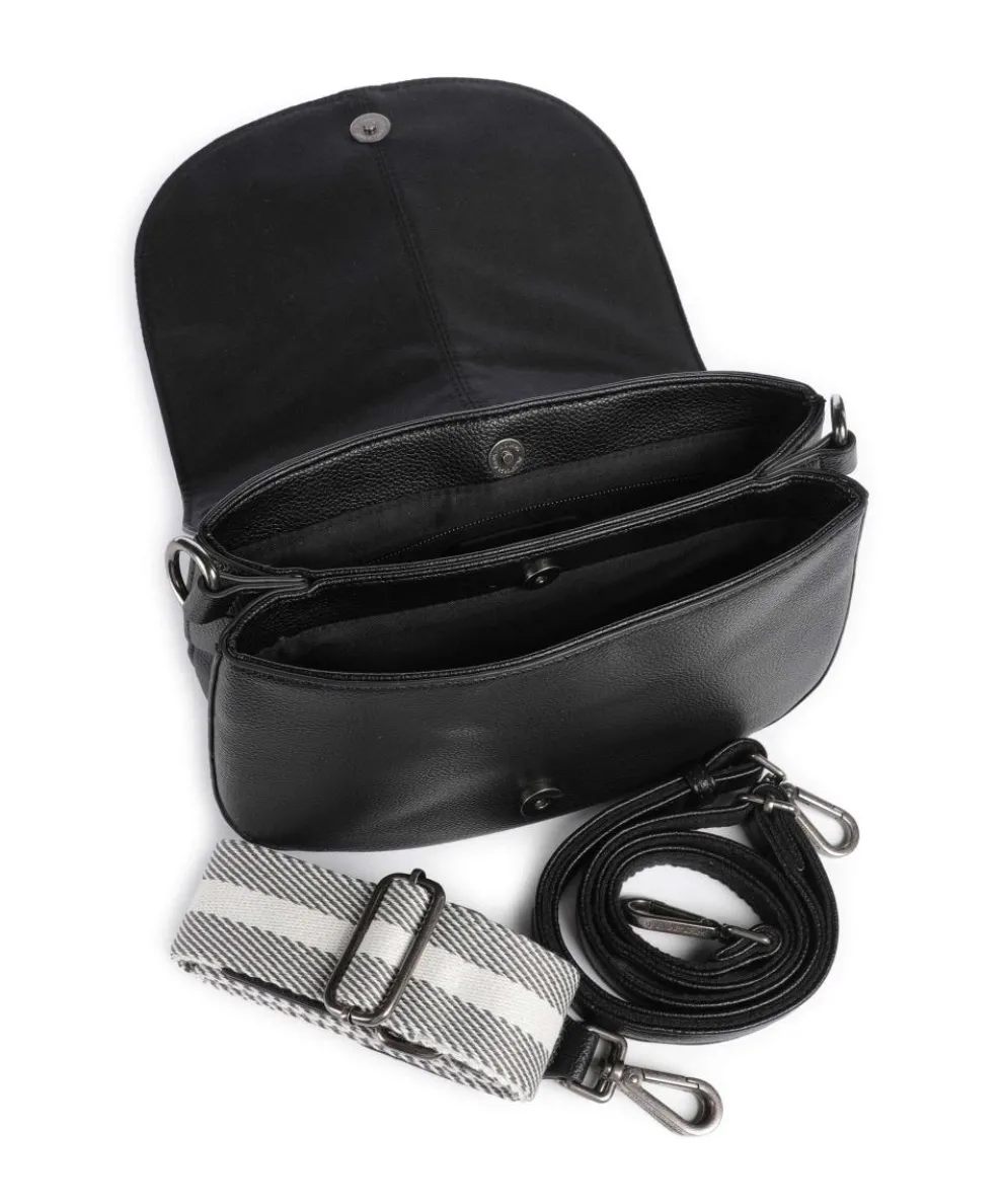 Bestie Umhängetasche genarbtes Leder schwarz