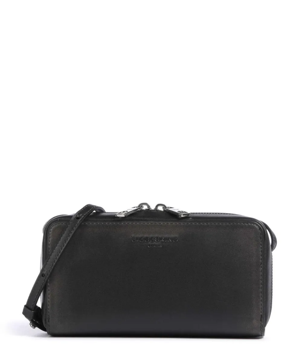 Lou Vintage Leather XS Geldbörse fein genarbtes Rindsleder schwarz