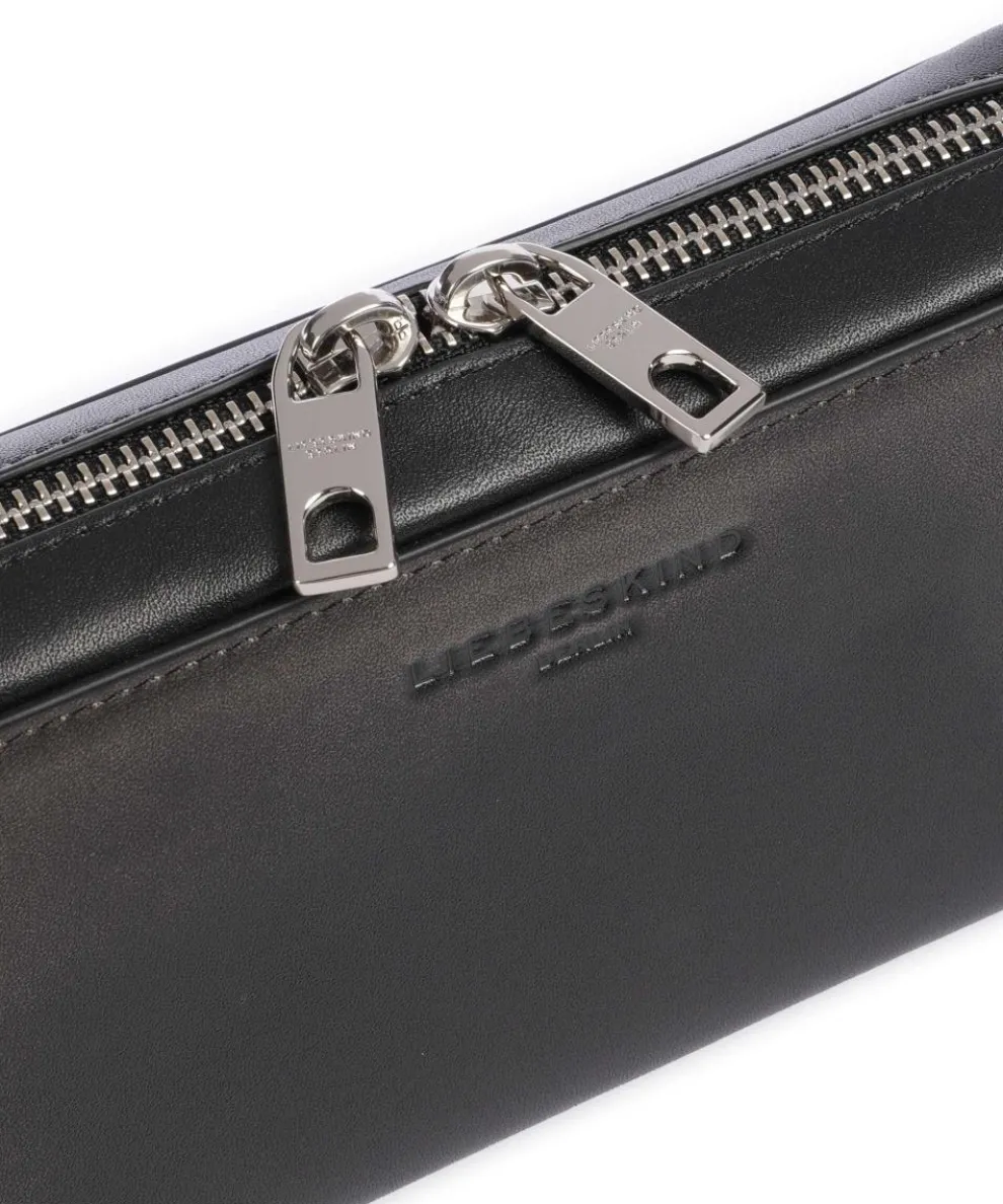 Lou Vintage Leather XS Geldbörse fein genarbtes Rindsleder schwarz