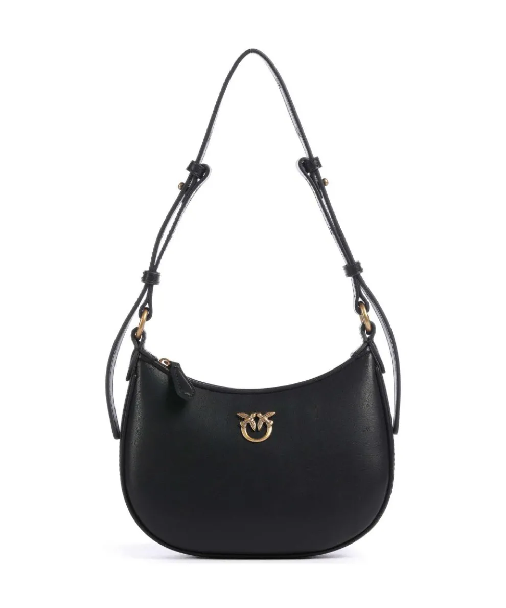 Half Moon Baby Schultertasche fein genarbtes Rindsleder schwarz