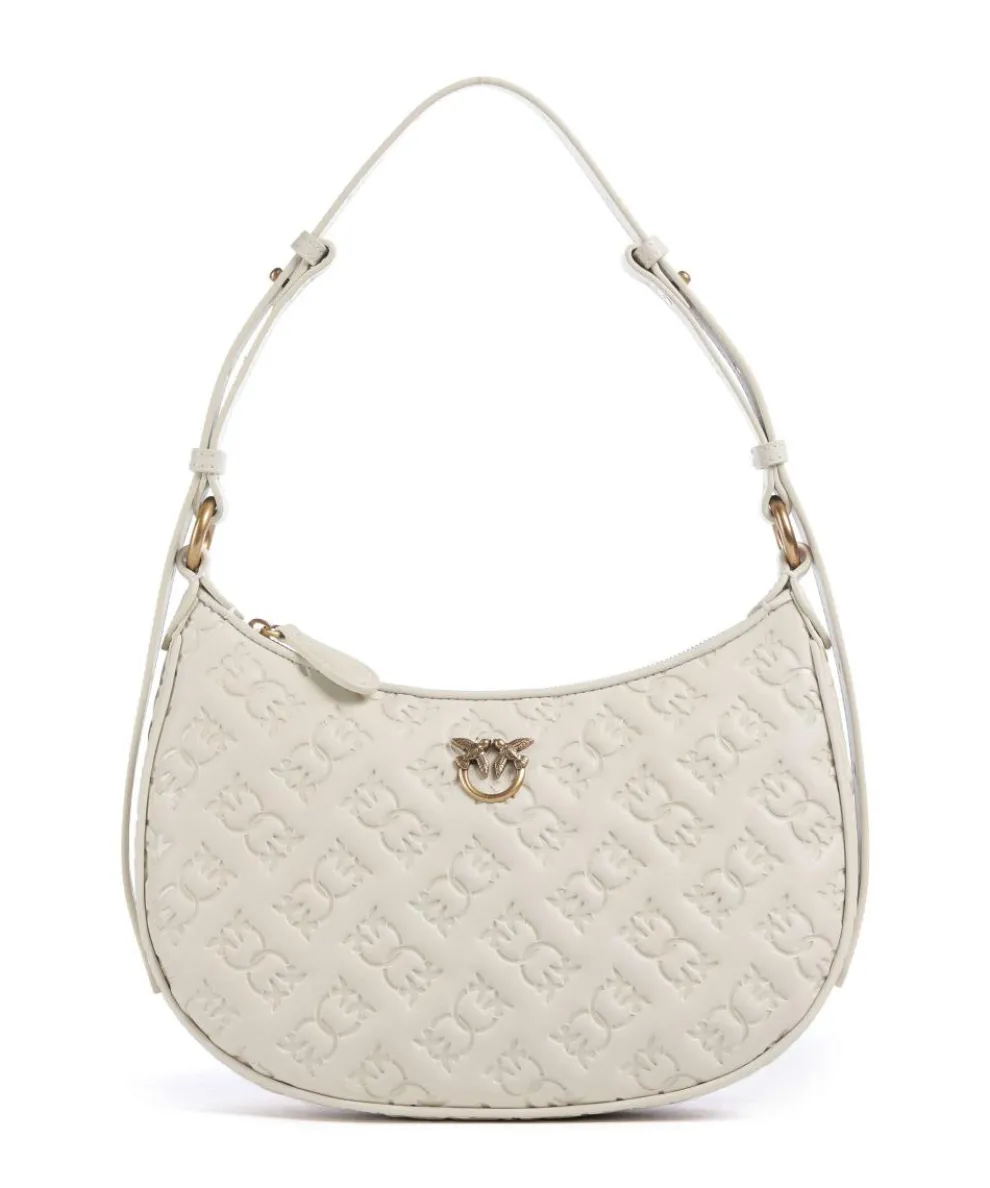 Half Moon Mini Schultertasche geprägtes Kalbsleder elfenbein